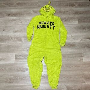 The Grinch Dr. Seuss Xmas Adult Pajama Costume Onesie Unisex Green Size Small